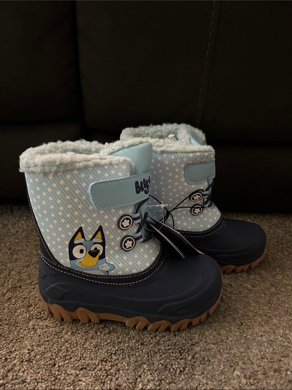 Kids Bluey Winter Boots with Fuzzy Lining. Rated for -20C.